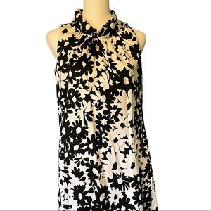 Talbots Petites, Sleeveless mock neck shift dress white and black, 6